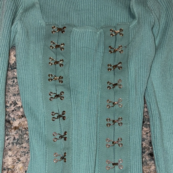 Fashion Nova Aqua Long Sleeve Dress with Bow Detailing - Picture 5 of 9